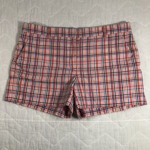 Loft Shorts‎ Women's Size 16 Pink Plaid The Riviera Short Chino Casual Plus